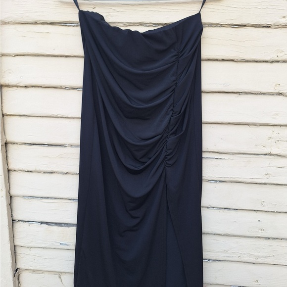online Dresses & Skirts - Online Elegant Black Draped Dress
